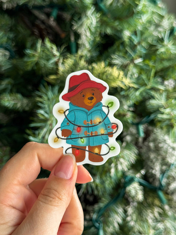 Festive Marmalade Bear - Christmas Lights Bear Vinyl Sticker
