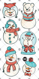 Cheerful Snowmen - Temporary Tattoos-3