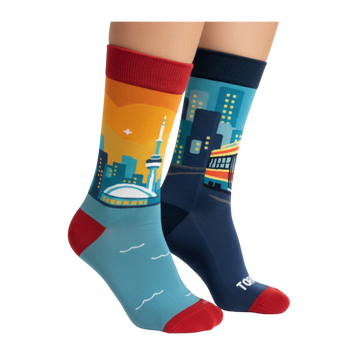Mismatched CN Tower & Streetcar Crew Socks