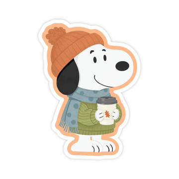 Cozy Fall Snoopy - Autumn Coffee Vinyl Sticker
