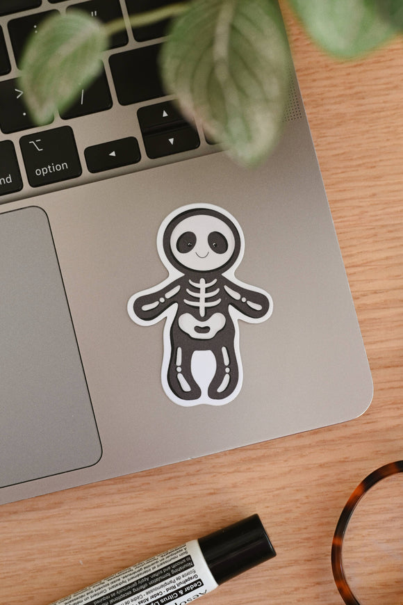 Cozy Skeleton - Spooky Vinyl Sticker