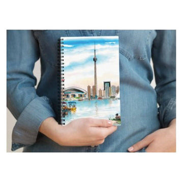 Toronto Island Skyline Notebooks - Handmade Canadian notebook featuring unique Toronto Island skyline with CN Tower, perfect gift.