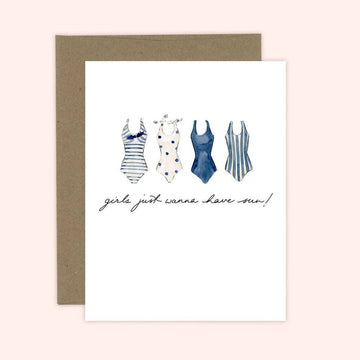 Girls Just Wanna Have Sun! Card | Bathing Suits
