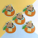 Capybara in an Orange Bath Vinyl Sticker-3