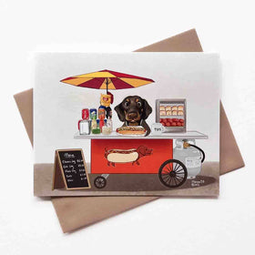 Mr.Dachshund's Hot Dog Cart Greeting Card