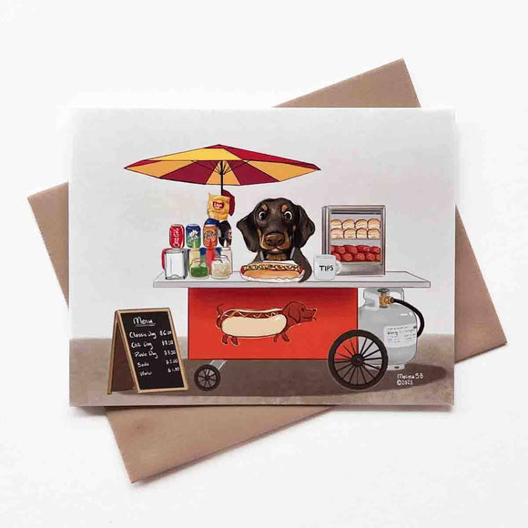 Mr.Dachshund's Hot Dog Cart Greeting Card