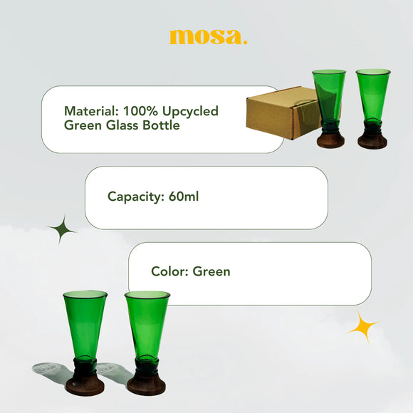 Green Glass shooters (set of 2)