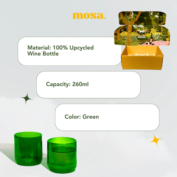 Green Wine Bottle Drinking Glasses (Set of 2)