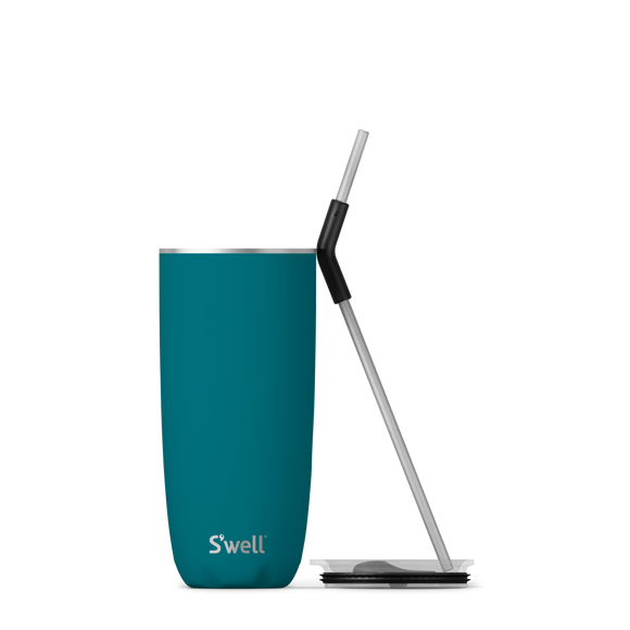 24oz Peacock Blue Tumbler with Straw