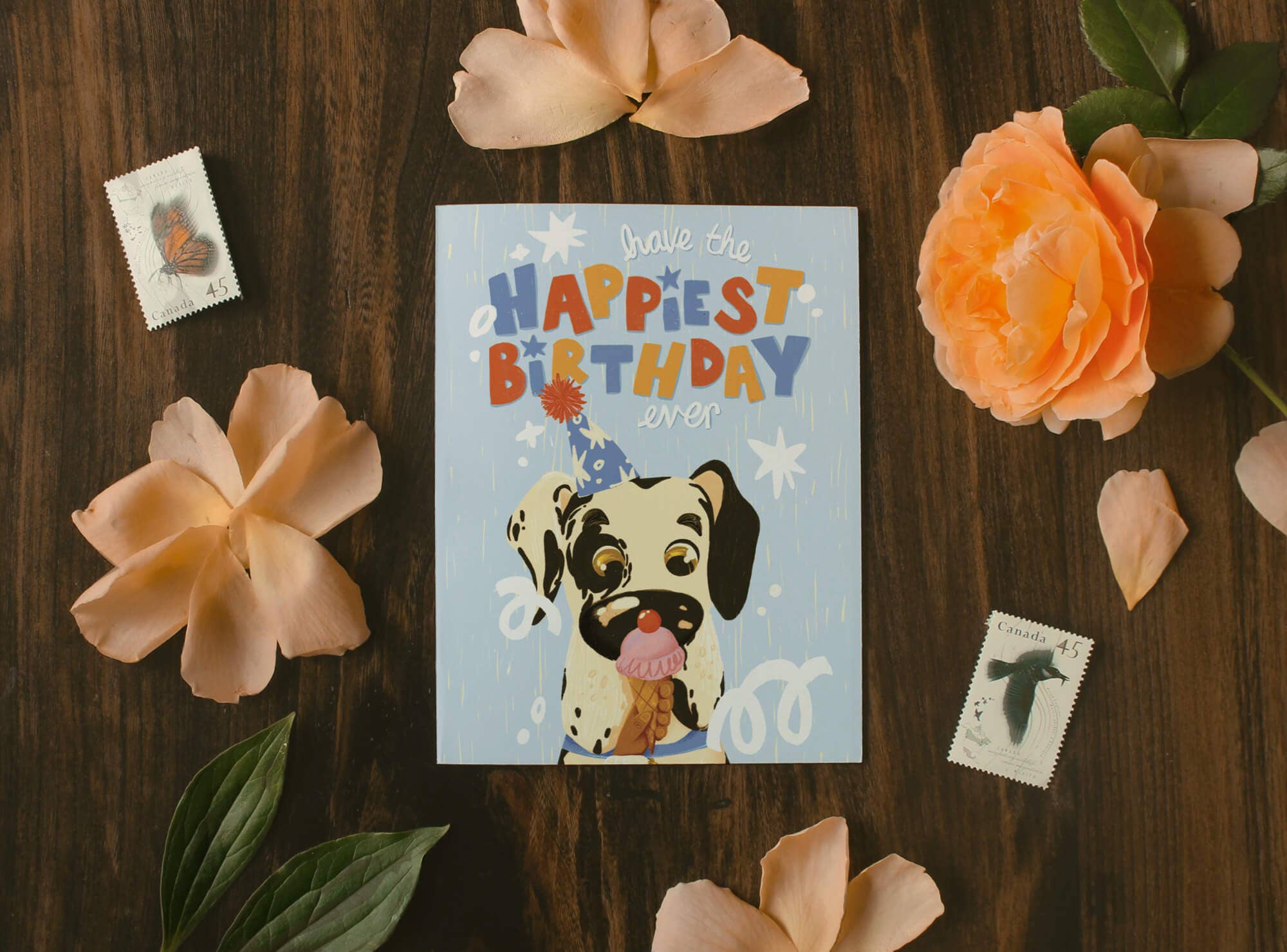 Happiest Birthday Dog - Illustrated Birthday Card