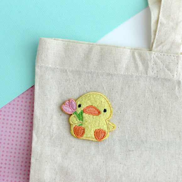 Ducky with Tulip Chenille Embroidered Iron-On Patch