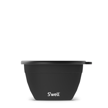 64oz Onyx Salad Bowl Kit - Black 64oz Onyx salad bowl with lid, sleek handmade Canadian design, unique gift option.