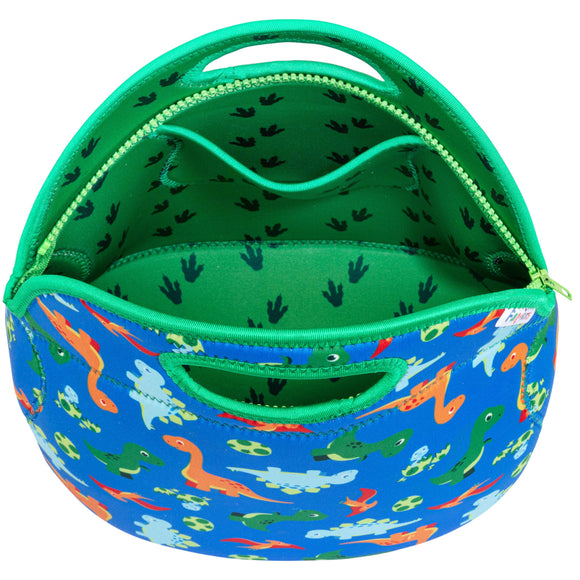 Large, Machine Washable Lunch Bag for Kids - Dinosaurs, Blue