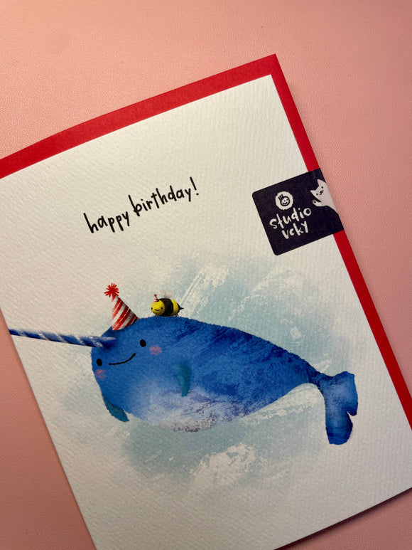 Greeting Card - Cupcake Skewer Narwhal