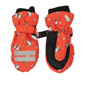 Water Repellent Ski Mittens - Skating Penguin