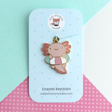 Axolotl in Floatie Enamel Keychain - 0