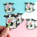 Tulip Cow Embroidered Iron On Patch-3