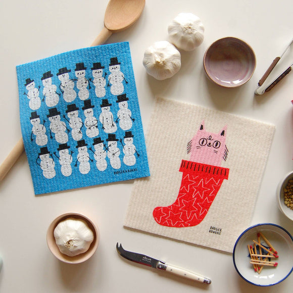 Holiday Snowmen Sponge Cloth / Reusable Paper Towel