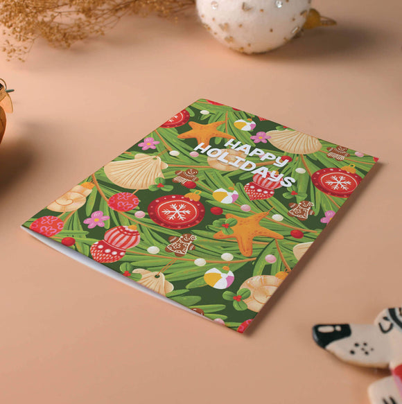 Let's Shellebrate Tree Decorations - - Illustrated Holiday Card