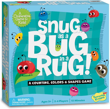 Snug As A Bug In A Rug Game - Snug As A Bug In A Rug counting game box with colorful insect illustrations, unique handmade Canadian gift.