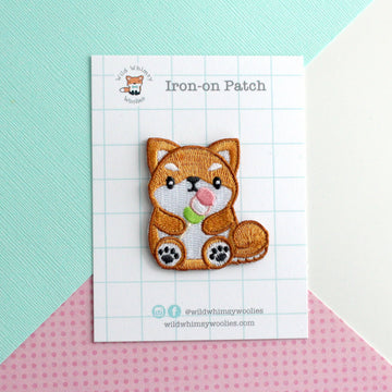 Shiba Inu holding Dango Embroidered Patch - 0