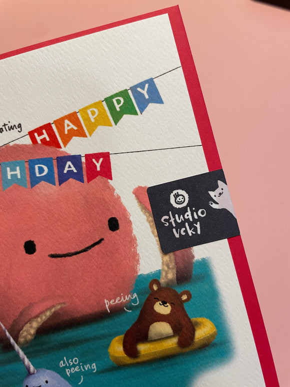 Greeting Card - Peeing (Octopus, Narwhal, Bear)