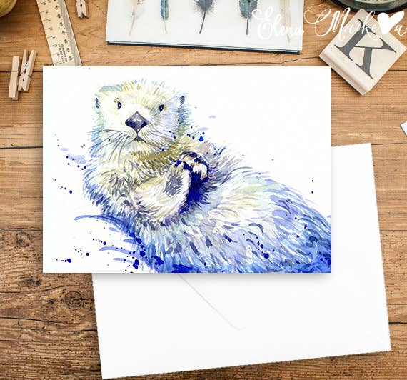 Sea Otter Watercolor Art Card