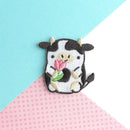Tulip Cow Embroidered Iron On Patch-1