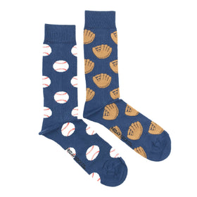 Men's Baseball Glove & Baseball Mismatched Socks - 0