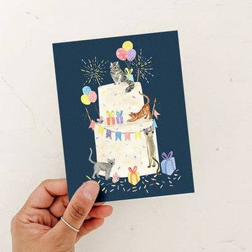 Party Cat Cake Birthday Card - 0