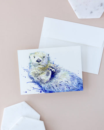 Sea Otter Watercolor Art Card - 0