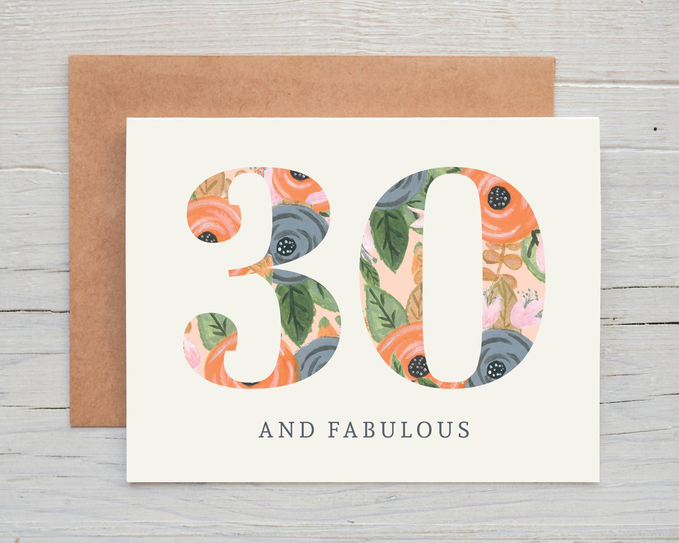 30th Floral Happy Birthday Card - 0