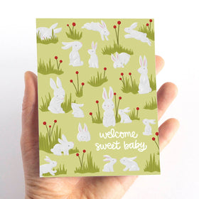 Bunny Rabbit New Baby Card - 0