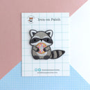 Raccoon Holding Donut Embroidered Patch-4