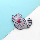 Grey Tabby Cat Embroidered Iron On Patch-1