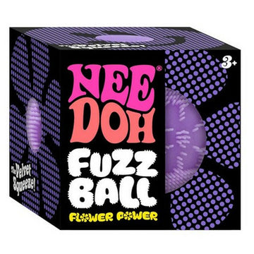 NeeDoh Fuzz Ball Flower Power - NeeDoh Fuzz Ball Flower Power toy packaging with purple handmade Canadian gift design.