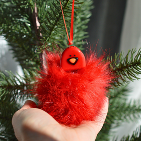 Hairy Cardinal Ornament