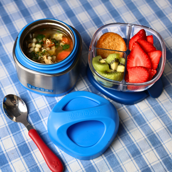Yumbox Cubi Thermal Food Jar for Kids - Easy Carry and Open Lid 10 oz  - Surf Blue