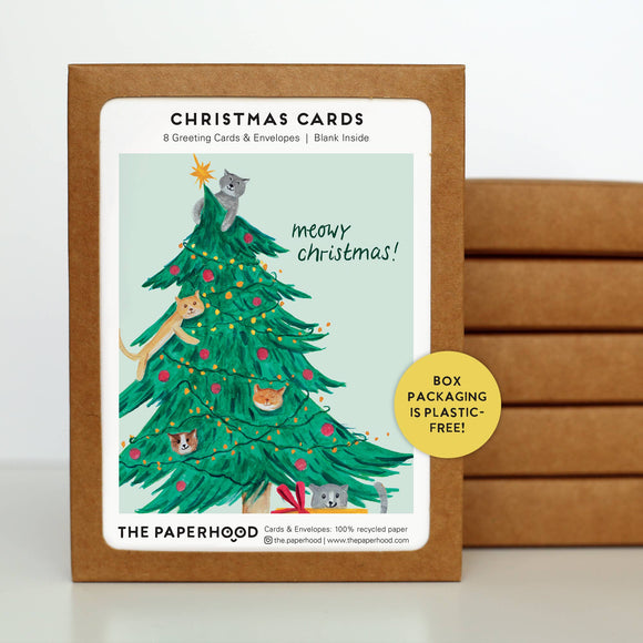 Holiday Cats in Tree - Box of 8