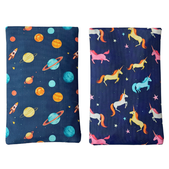 Gel Ice Packs in Fabric Sleeves 2-Pack - Space & Unicorns