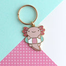 Axolotl in Floatie Enamel Keychain-1