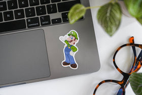 Super Retro Luigi - Video Game Vinyl Sticker - 0