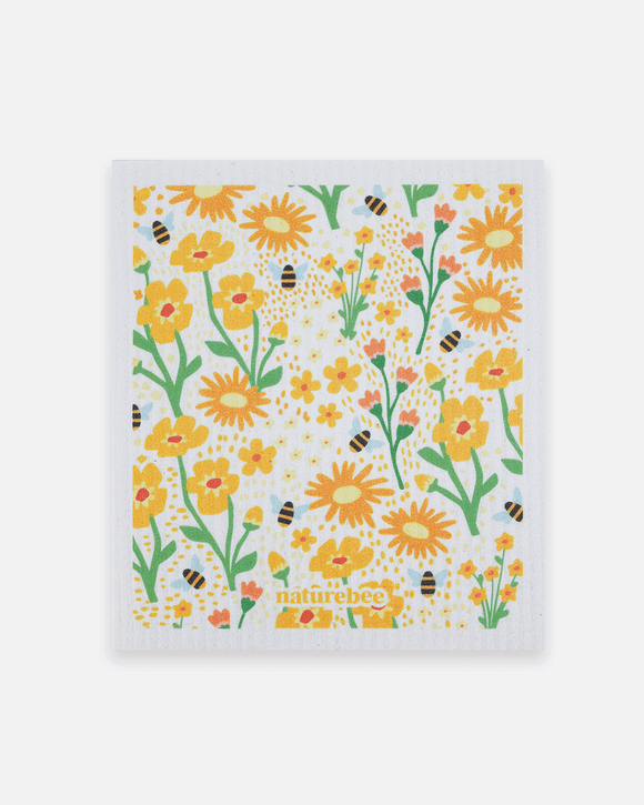 Swedish Sponge Dishcloth Floral - Yellow