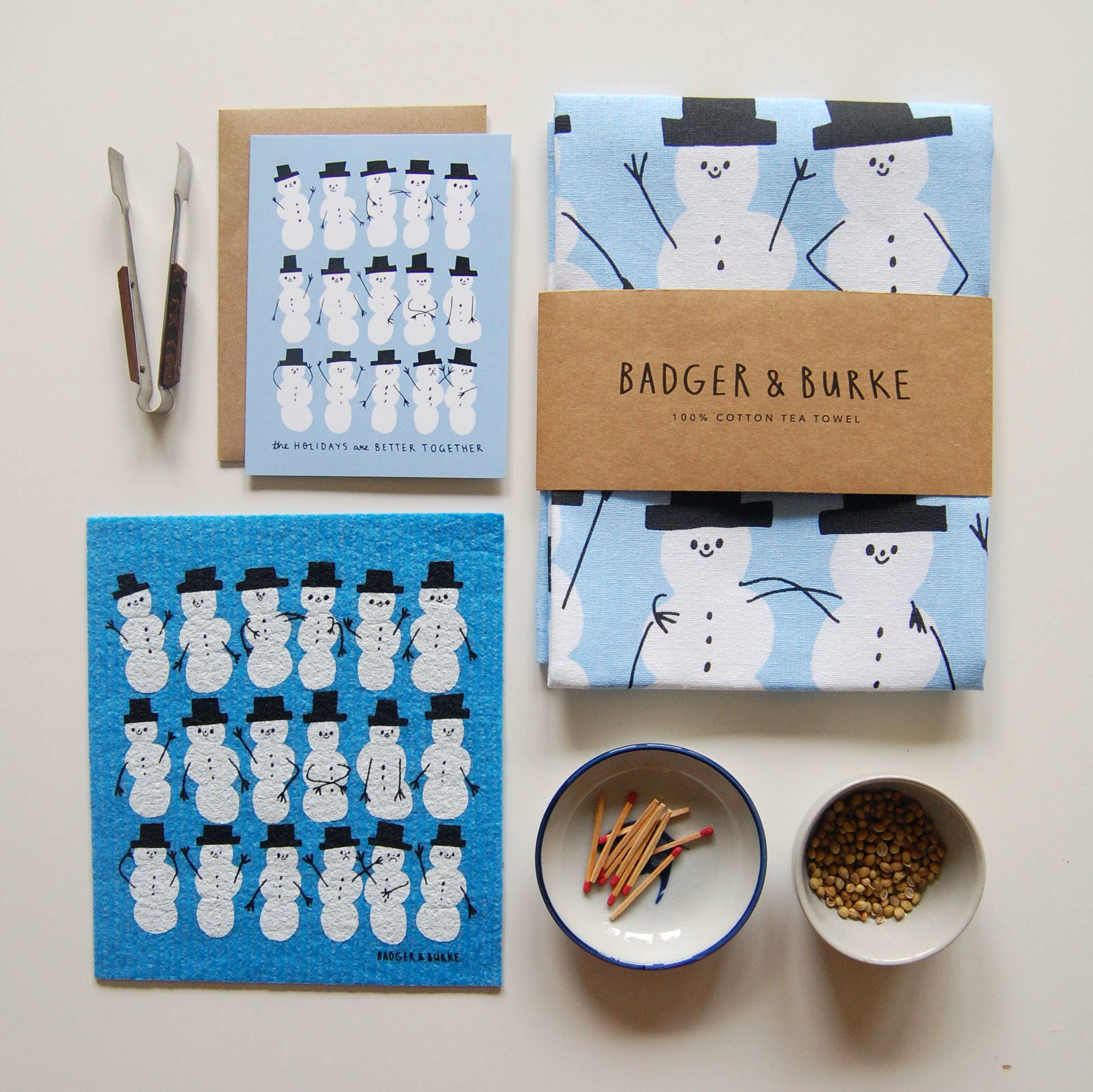 Snowmen Holiday Tea Towel