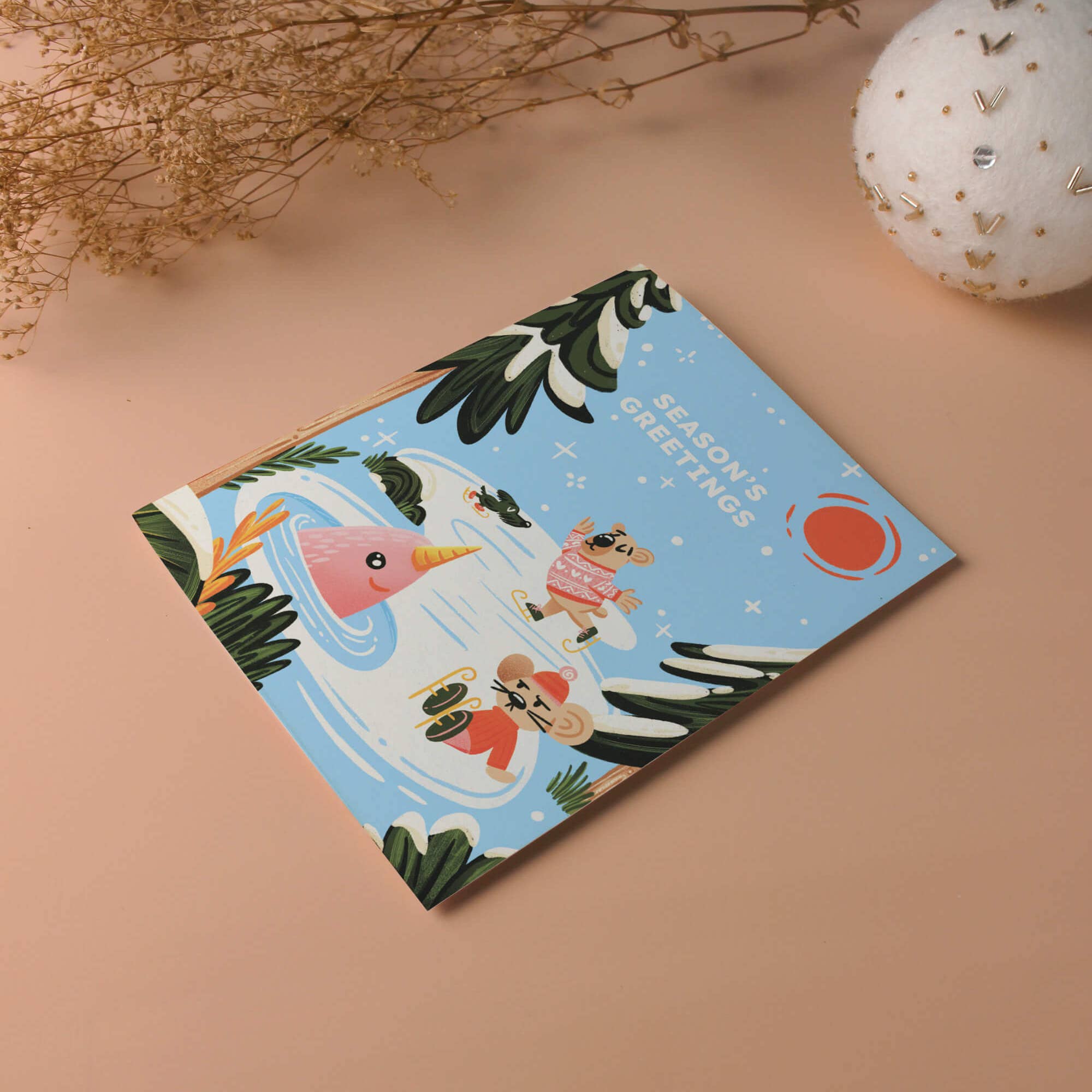 Winter Pond - Illustrated Holiday Card