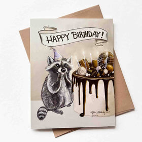 Surprised Raccoon Birthday Card