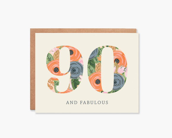 90th Floral Happy Birthday Card