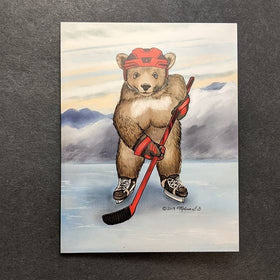 Hockey Bear Greeting Card - 0