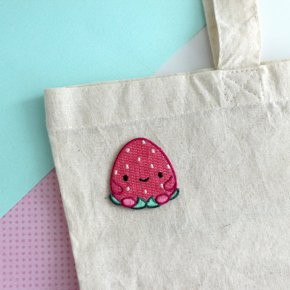 Happy Strawberry Embroidered Patch