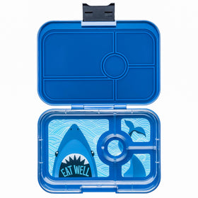 Leakproof Yumbox Tapas Bento Lunch Box - Monte Carlo Blue - 4 Compartment with Shark Tray